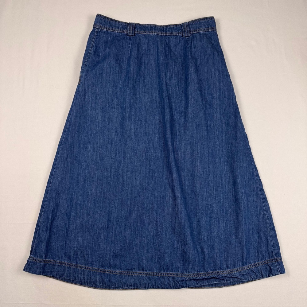 Sezane Clarine Denim Skirt Women FR 42/US 10 Button Front Midi Organic Cotton - Picture 8 of 8